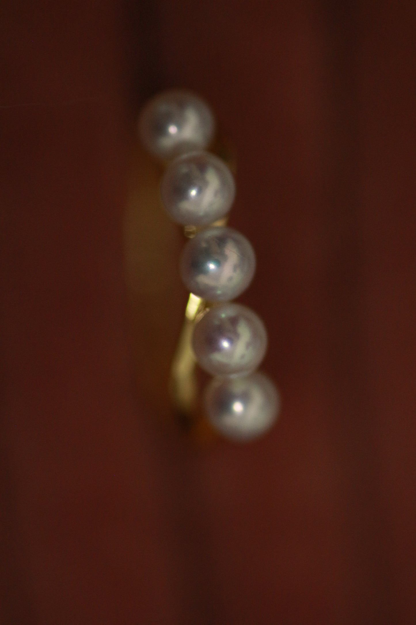 Gold-Plated Sterling Silver Pearl Ring with 6 x 4mm Round Pearls