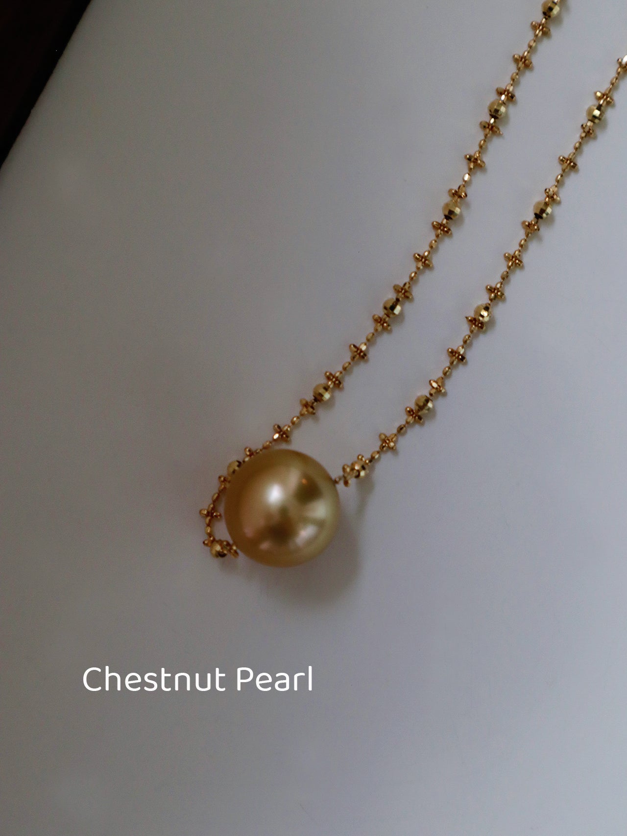 South Sea Golden Pearl Necklace - 18K Solid Gold