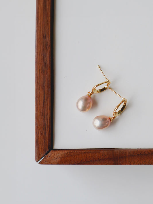 Elegance Enchanted: Natural Lavender Pearl Earrings with Sterling Silver Accents