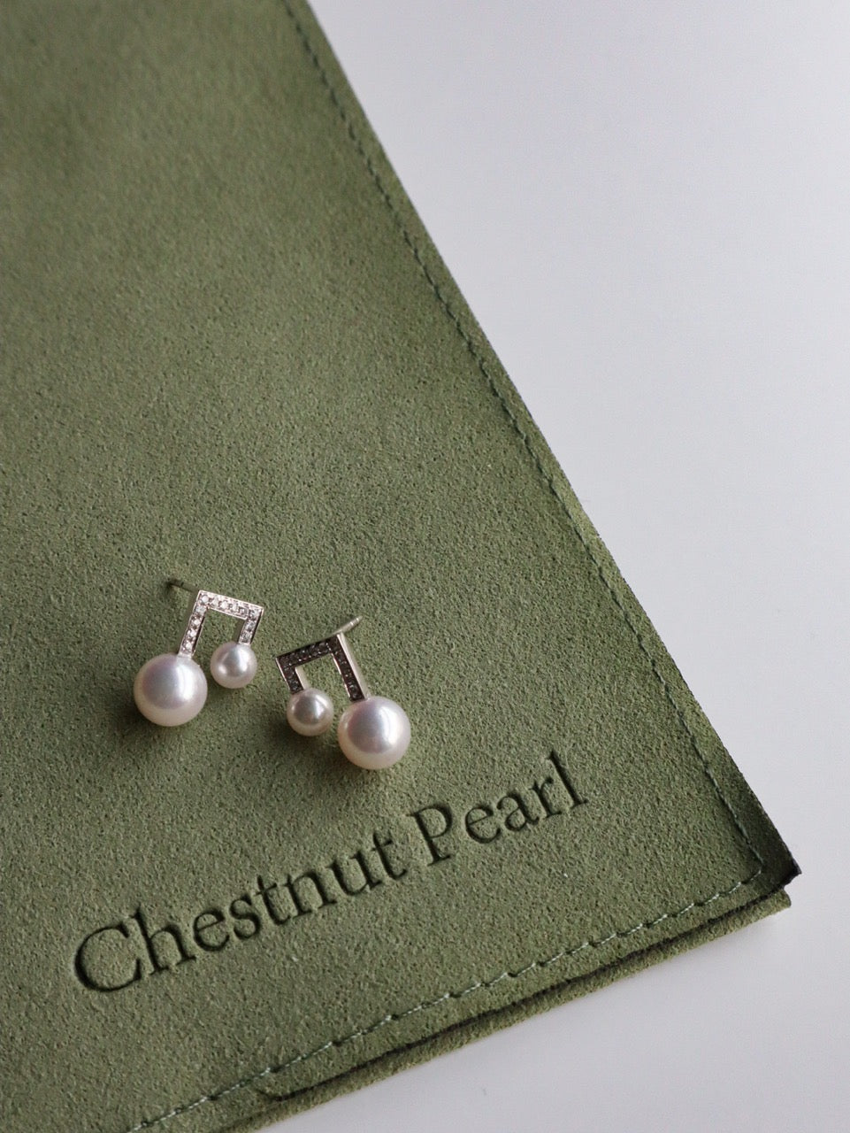 Harmony Note Earrings - Platinum and Diamond with Japanese Akoya Pearls