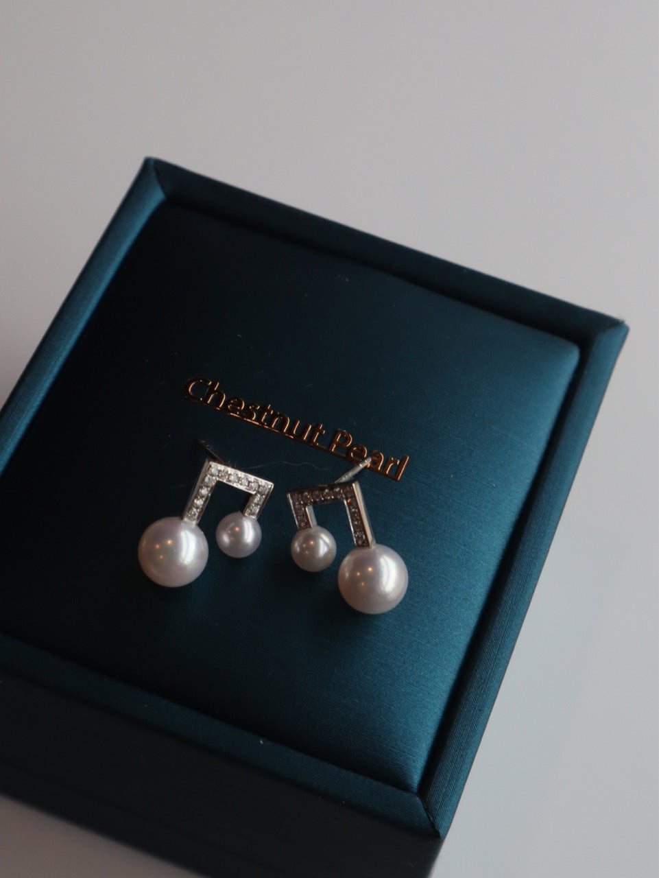 Harmony Note Earrings - Platinum and Diamond with Japanese Akoya Pearls