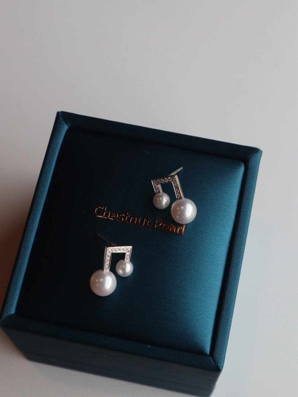 Harmony Note Earrings - Platinum and Diamond with Japanese Akoya Pearls