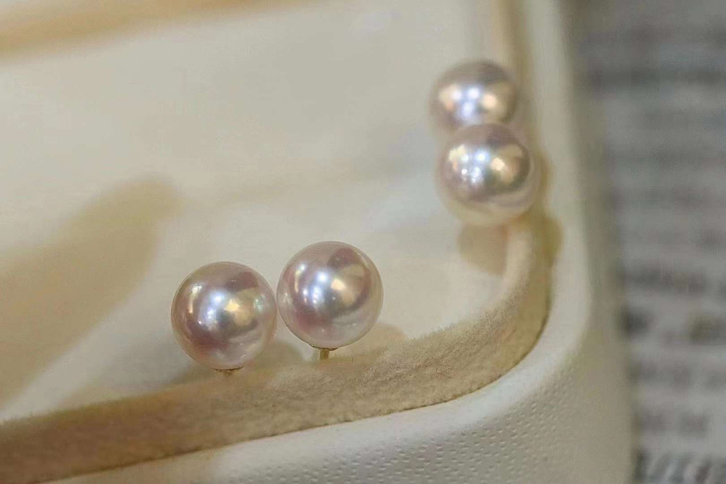 Classic 18K Seawater Pearl Stud Earrings, 8-8.5mm