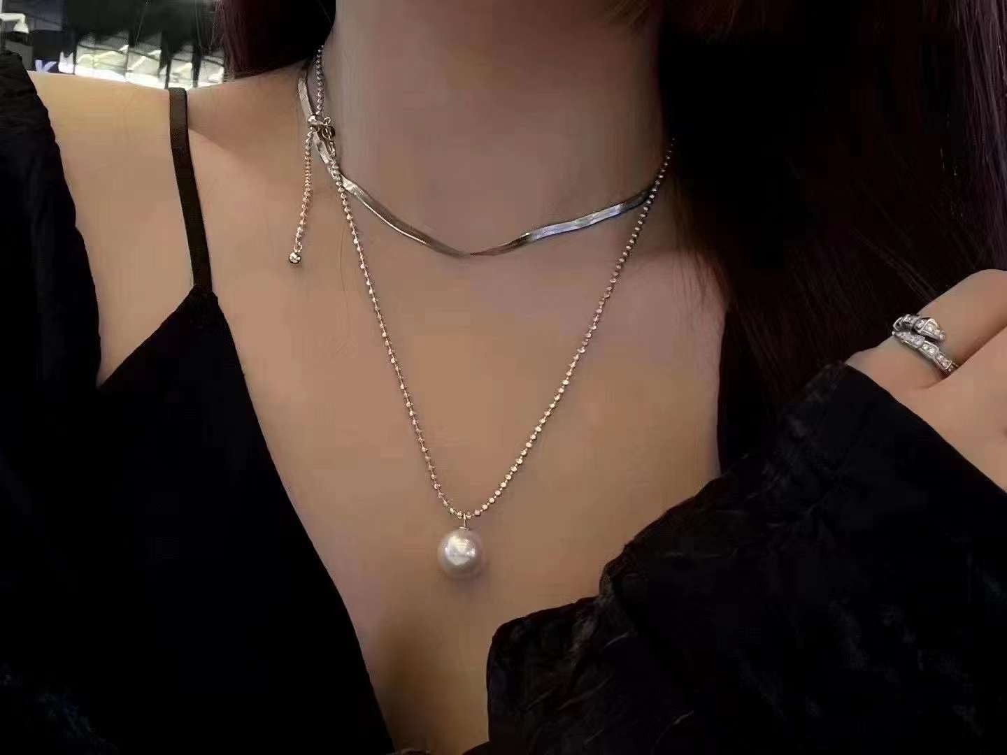 Diamond  Silver Necklace